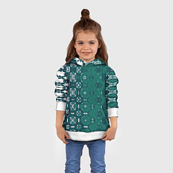 Толстовка-худи детская Изумрудные узоры, цвет: 3D-белый — фото 2