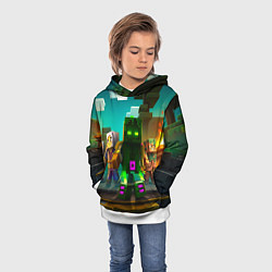 Толстовка-худи детская Майнкрафт - исследование территории, цвет: 3D-белый — фото 2