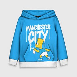 Толстовка-худи детская Граффити Манчестер Сити и Барт Симпсон, цвет: 3D-белый