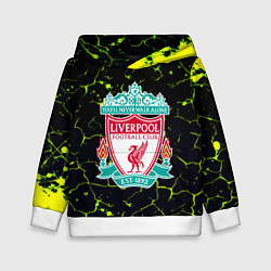 Толстовка-худи детская Ливерпуль зеленые трещины, цвет: 3D-белый