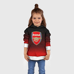 Толстовка-худи детская Arsenal текстура полосы красные, цвет: 3D-белый — фото 2