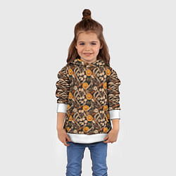 Толстовка-худи детская Новогодний орнамент с корицей и дольками апельсина, цвет: 3D-белый — фото 2