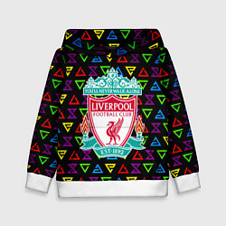 Толстовка-худи детская Liverpool pattern neon, цвет: 3D-белый
