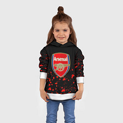 Толстовка-худи детская Арсенал красные краски всплеск, цвет: 3D-белый — фото 2
