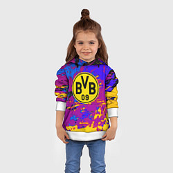 Толстовка-худи детская Borussia абстрактные краски, цвет: 3D-белый — фото 2