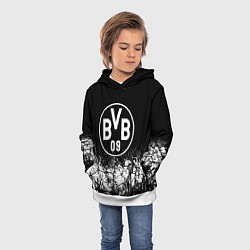 Толстовка-худи детская Боруссиа текстура земли, цвет: 3D-белый — фото 2