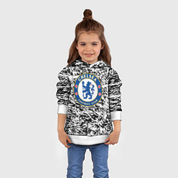 Толстовка-худи детская Челси штрихи красок, цвет: 3D-белый — фото 2