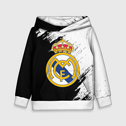 Толстовка-худи детская Real Madrid текстура штрихи, цвет: 3D-белый