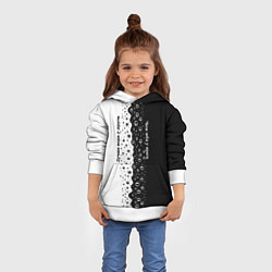 Толстовка-худи детская Лучше вода у друга черно-белый узор, цвет: 3D-белый — фото 2
