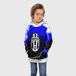 Толстовка-худи детская Ювентус шторм молнии текстура, цвет: 3D-белый — фото 2