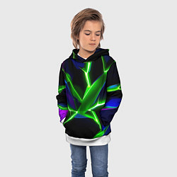 Толстовка-худи детская Green glow, цвет: 3D-белый — фото 2