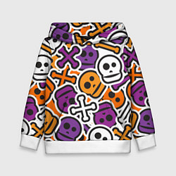 Толстовка-худи детская Funny skulls, цвет: 3D-белый