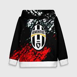 Толстовка-худи детская Juventus краски штрихи текстура, цвет: 3D-белый