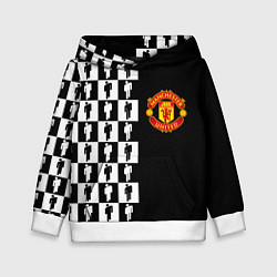 Толстовка-худи детская Манчестер Юнайтед текстура люди, цвет: 3D-белый
