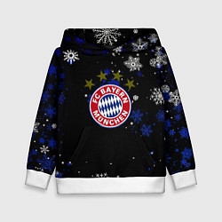 Толстовка-худи детская Бавария Мюнхен снежинки ночь, цвет: 3D-белый