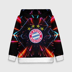 Толстовка-худи детская Бавария Мюнхен неоновая абстракция, цвет: 3D-белый