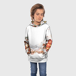 Толстовка-худи детская Новогодняя улица, цвет: 3D-белый — фото 2