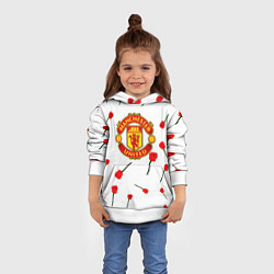 Толстовка-худи детская Манчестер Юнайтед розы паттерн, цвет: 3D-белый — фото 2