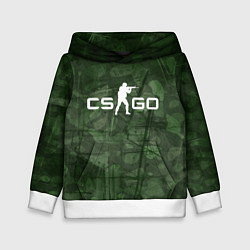 Толстовка-худи детская Эмблема CS GO на камуфляжном фоне, цвет: 3D-белый