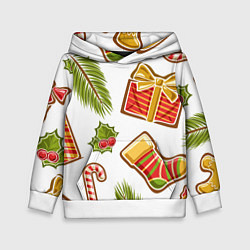 Толстовка-худи детская Рождественский вайб, цвет: 3D-белый