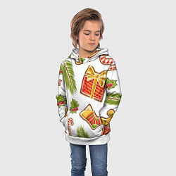 Толстовка-худи детская Рождественский вайб, цвет: 3D-белый — фото 2
