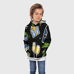 Толстовка-худи детская Новогодний вайб, цвет: 3D-белый — фото 2