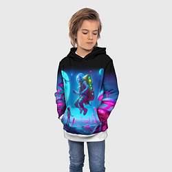 Толстовка-худи детская Морти и Рмк на планете неоновых поганок, цвет: 3D-белый — фото 2