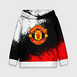 Толстовка-худи детская Манчестер Юнайтед краски всплеск, цвет: 3D-белый