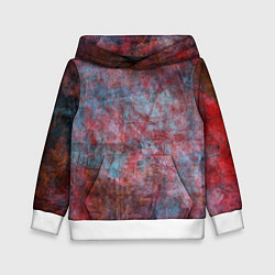 Толстовка-худи детская Абстракция - red rust on blue, цвет: 3D-белый
