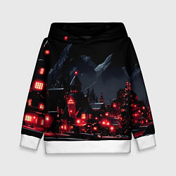 Толстовка-худи детская Новогодняя ночь и красные гирлянды, цвет: 3D-белый