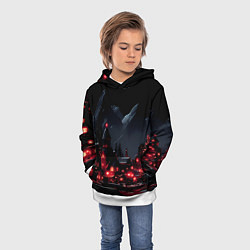 Толстовка-худи детская Новогодняя ночь и красные гирлянды, цвет: 3D-белый — фото 2