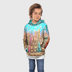 Толстовка-худи детская Новогодний город в блестках, цвет: 3D-белый — фото 2