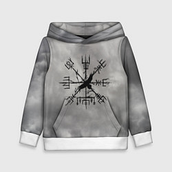Детская толстовка Мистический ворон в руническом компасе вегвизир