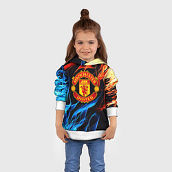 Толстовка-худи детская Манчестер Юнайтед огонь битва, цвет: 3D-белый — фото 2