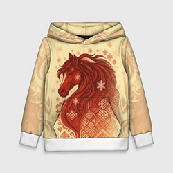 Толстовка-худи детская Славянский конь, цвет: 3D-белый