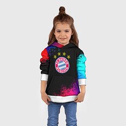 Толстовка-худи детская Бавария Мюнхен краски неон градиент, цвет: 3D-белый — фото 2