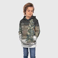 Толстовка-худи детская Елка во дворе, цвет: 3D-белый — фото 2