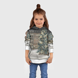 Толстовка-худи детская Елка во дворе, цвет: 3D-белый — фото 2