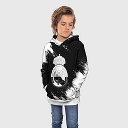 Толстовка-худи детская Реал Мадрид черно белые краски, цвет: 3D-белый — фото 2