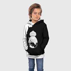 Толстовка-худи детская Реал Мадрид черно белые краски, цвет: 3D-белый — фото 2