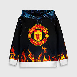 Толстовка-худи детская Манчестер Юнайтед лёд и огонь, цвет: 3D-белый