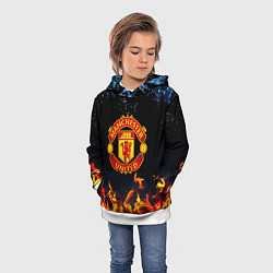Толстовка-худи детская Манчестер Юнайтед лёд и огонь, цвет: 3D-белый — фото 2