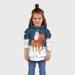 Толстовка-худи детская Кот Бендер и огненный конь - 2026, цвет: 3D-белый — фото 2