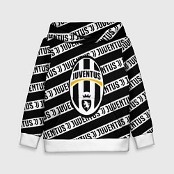 Толстовка-худи детская Ювентус полосы линии спорт, цвет: 3D-белый