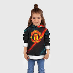 Толстовка-худи детская Манчестер Юнайтед абстракция, цвет: 3D-белый — фото 2