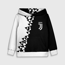 Толстовка-худи детская Juventus черно белая геометрия текстура, цвет: 3D-белый