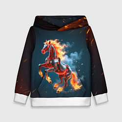 Толстовка-худи детская Огненная лошадь киборг, цвет: 3D-белый