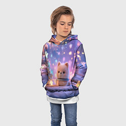 Толстовка-худи детская Новогодний пушистый щенок, цвет: 3D-белый — фото 2