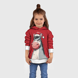 Толстовка-худи детская Недовольная новогодняя лошадь, цвет: 3D-белый — фото 2
