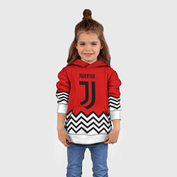 Толстовка-худи детская Ювентус полосы спорт, цвет: 3D-белый — фото 2